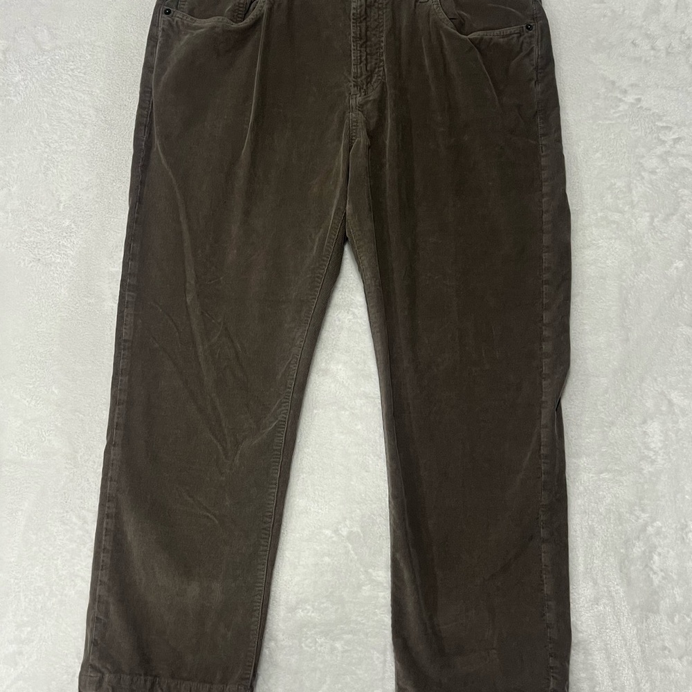 MEN’S FAHERTY CORDUROY PANTS BROWN 35x28 EUC 5 POCKET